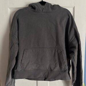 HOURS Charcoal Crop Hoodie with Front Pocket